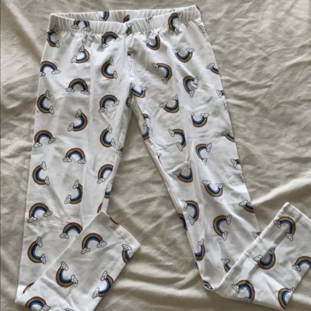 White Leggings with Rainbow Print